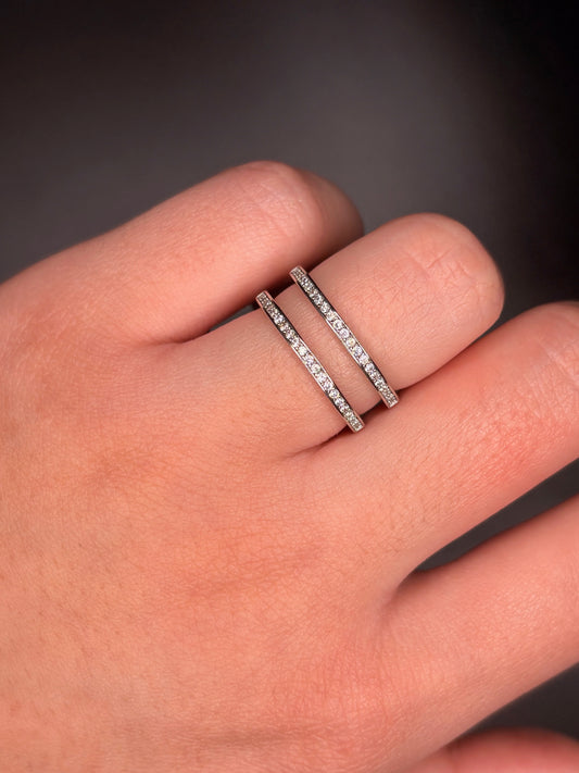 Sterling Silver Cz Double Band Ring