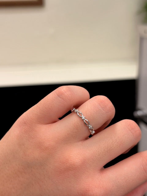 Sterling Silver Cz Loop Ring