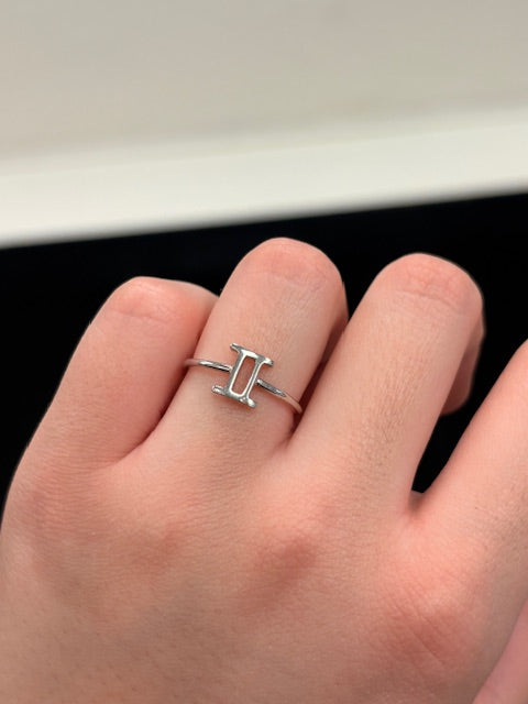 Sterling Silver Gemini Sign Ring