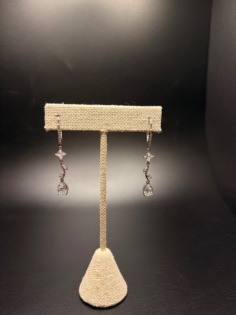 Sterling Silver Cz Fancy Drop Earrings