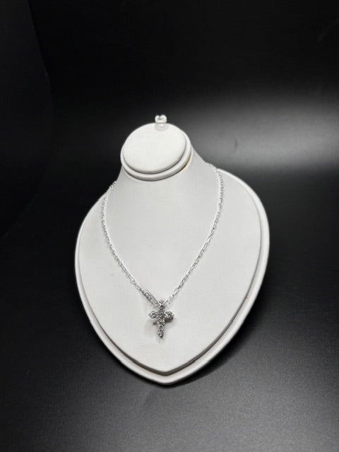 Sterling Silver Cz Cross Necklace