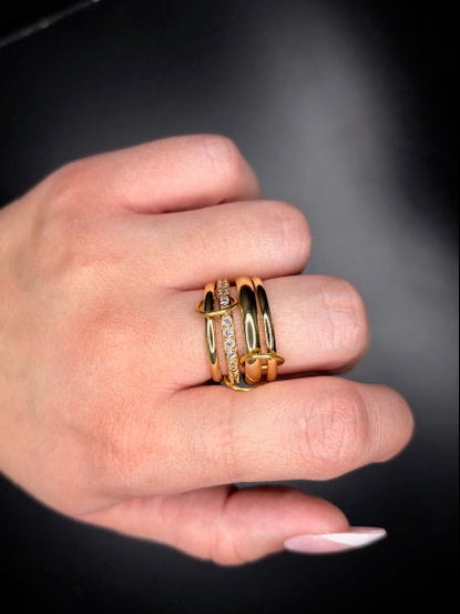 Gold-Filled Stack able Cz Set Ring