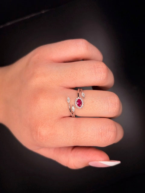 Sterling Silver Imitation Ruby Cz Ring