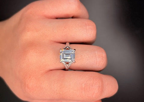 Sterling Silver Emerald Cut Cz Ring