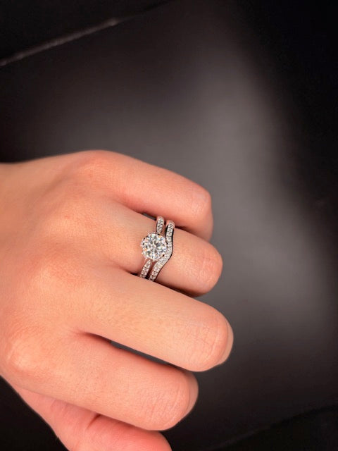 Sterling Silver CZ Ring with Band