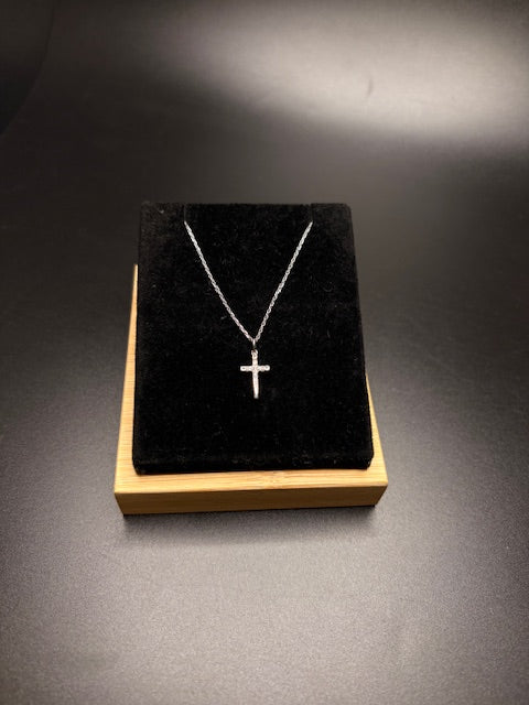 Sterling Silver Cz Small Cross Necklace