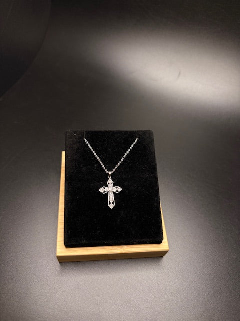 Sterling Silver Cz Cross Necklace