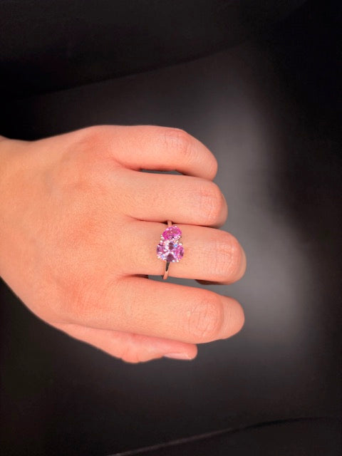 Sterling Silver Cz Imitation Pink Tourmaline Ring