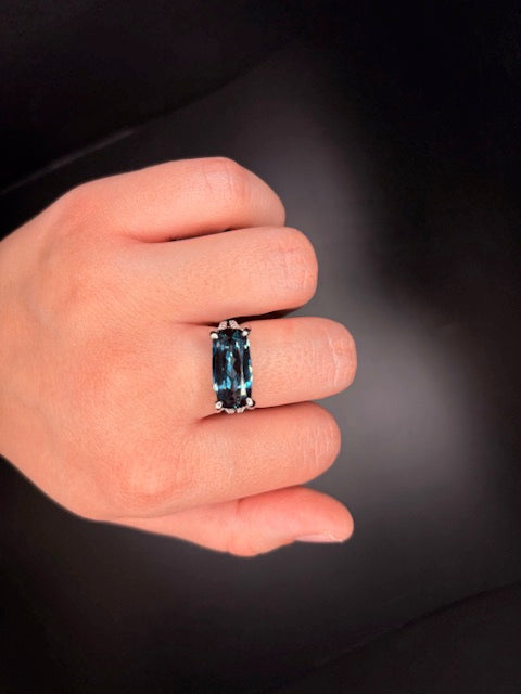 Sterling Silver CZ Imitation London Blue Topaz Ring