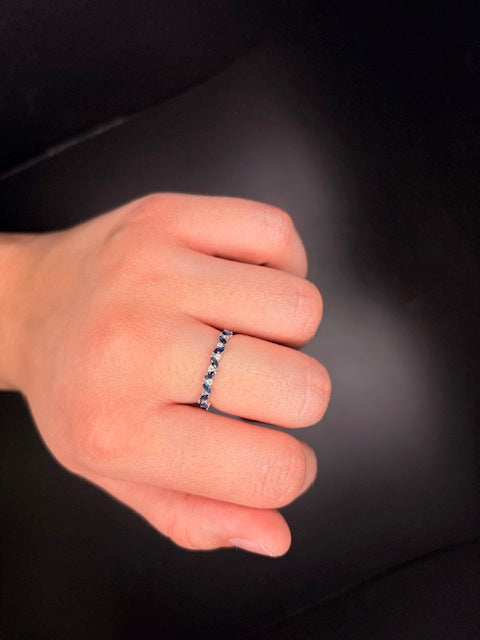 Sterling Silver CZ Imitation Blue Sapphire Ring