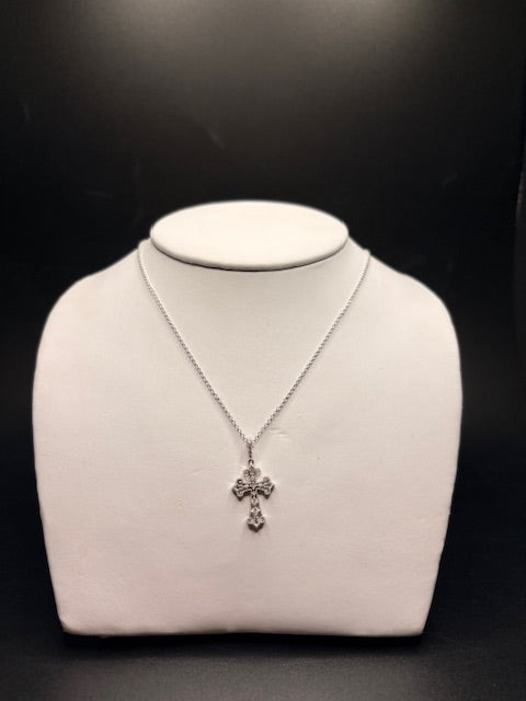Sterling Silver Cz Cross Necklace