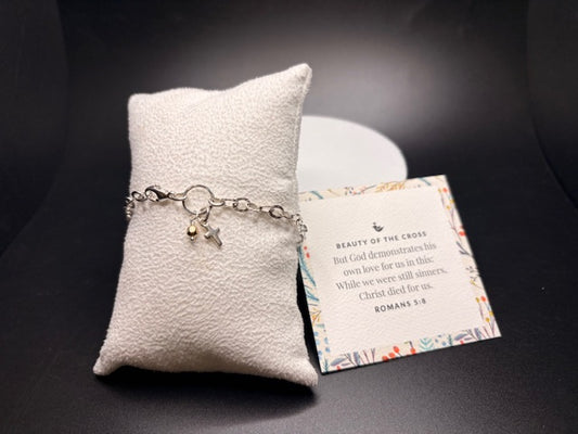 Sterling Silver Tiny Cross Charm Bracelet