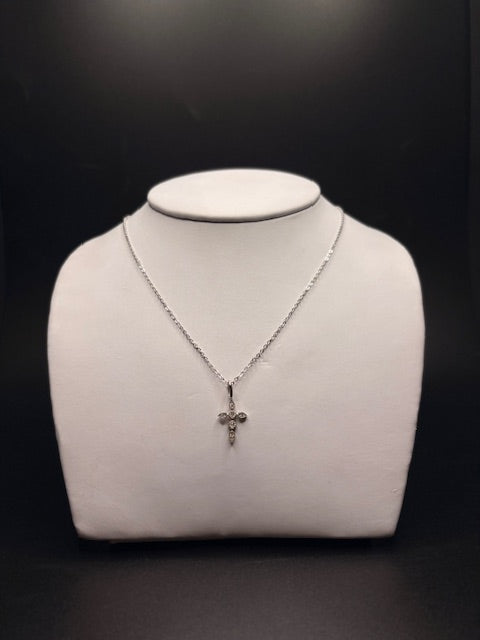 Sterling Silver Moissanite Cross Pendant Necklace