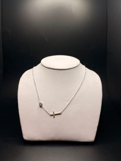 Sterling Silver Moissanite Cross Necklace