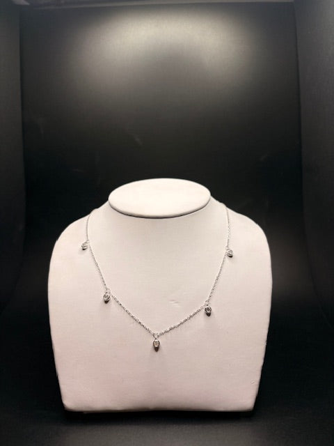 Sterling Silver Round Moissnaite Station Necklace