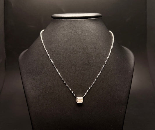 Sterling Silver Emerald Moissanite Necklace