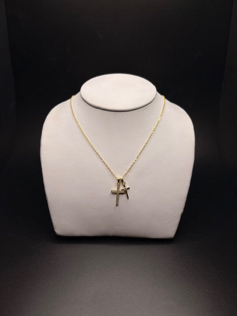 Gold-Filled Moissanite Double Cross Necklace
