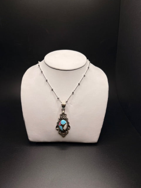 Sterling Silver Cotton Candy Turquoise Necklace