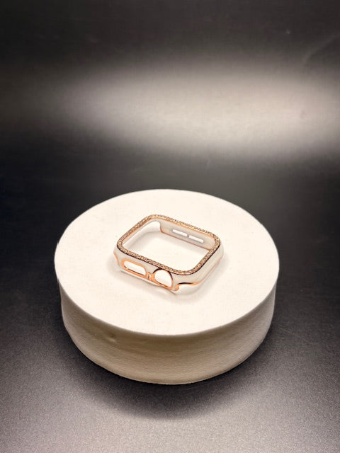 White & Rose Gold Apple Watch Face Cover