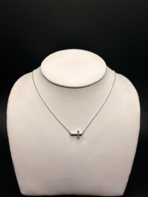 Sterling Silver Natural Diamond Cross Necklace