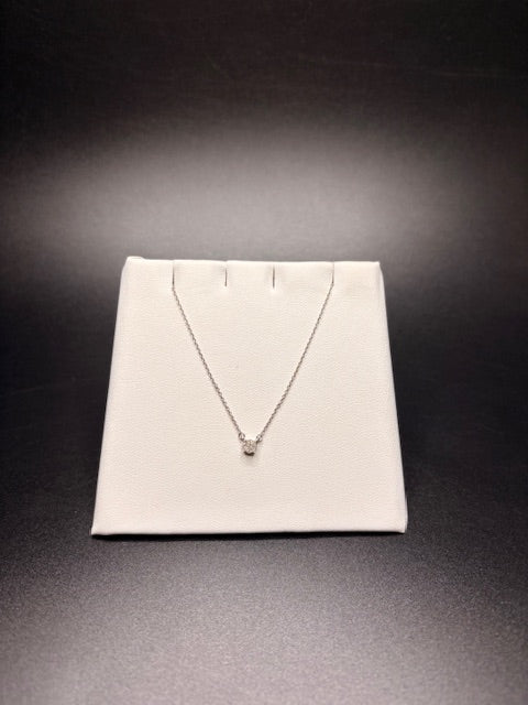 Sterling Silver Natural Round Cluster Diamond Necklace