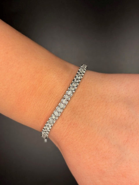 Sterling Silver Natural Diamond Tennis Bracelet
