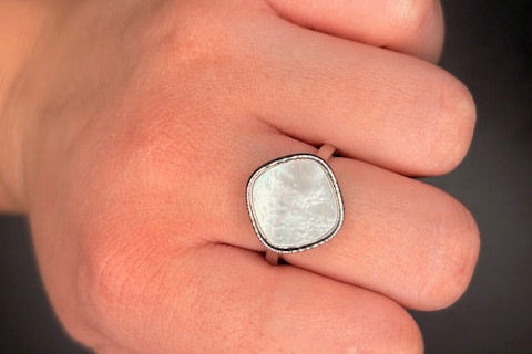 Sterling Silver Genuine Mother of Pearl Ring