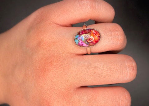 Sterling Silver Genuine Purple Copper Turquoise Ring