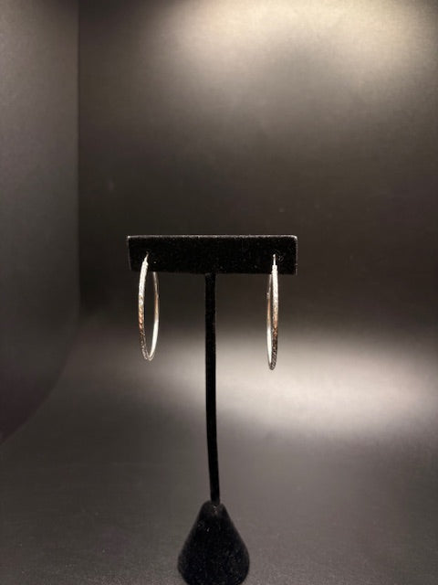 Sterling Silver Fancy Cut Hoops