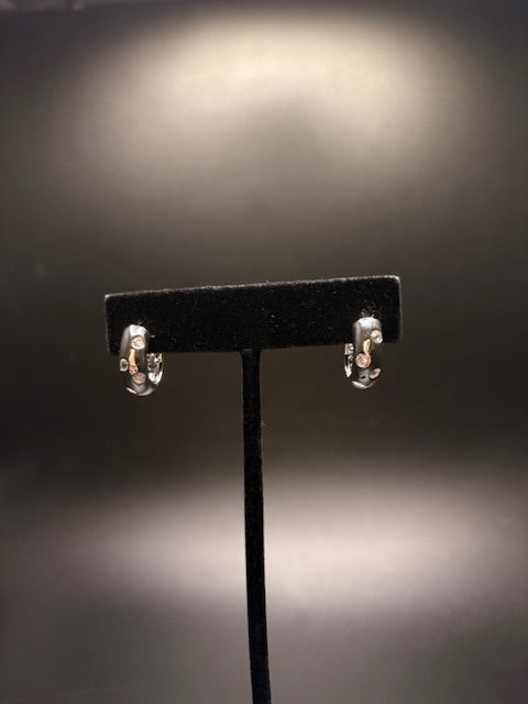 Sterling Silver Polka Dot Cz Hoops