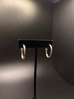 Sterling Silver Oval Fancy Cut Hoops