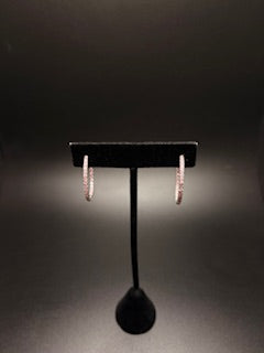 Sterling Silver Pink Cz Inside Out Open Hoops