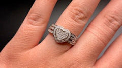 Sterling Silver Cz Heart Ring With Matching Band
