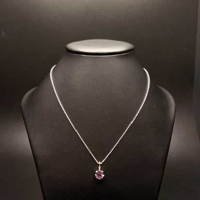 Sterling Silver Cz Genuine Amethyst Pendant Necklace