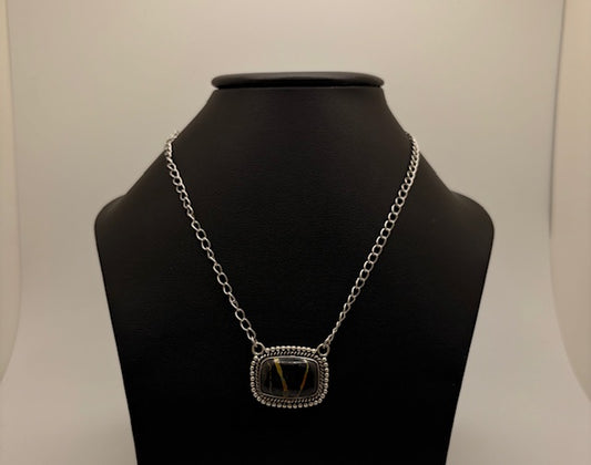 Sterling Silver Black Jack Turquoise Necklace