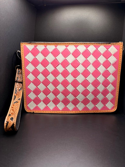Cowgirl Candy Checkered Leather Purse with Wristlet