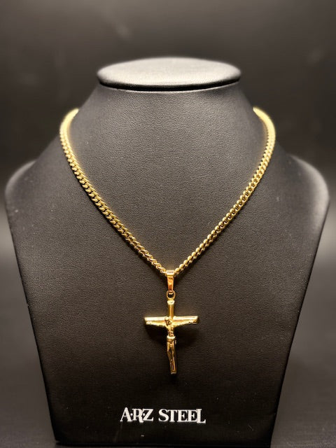 PVD Gold Crucifix Necklace
