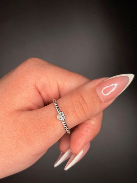 Sterling Silver Cz Heart Ring