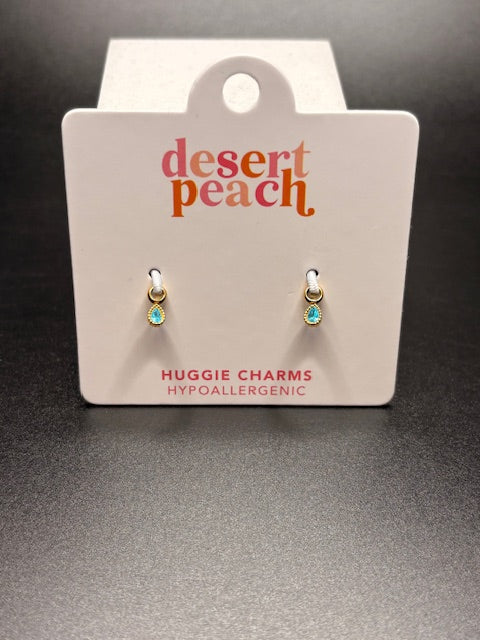 Teardrop Gemstone Huggie Charms