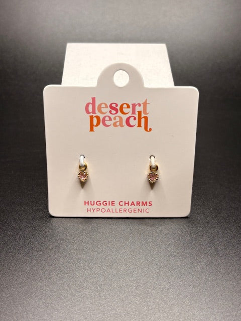 Heart Gemstone Huggie Charms