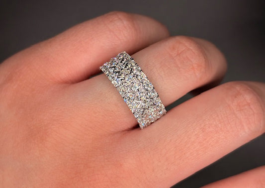 Sterling Silver Zig Zag Lab Grown Diamond Cluster Ring