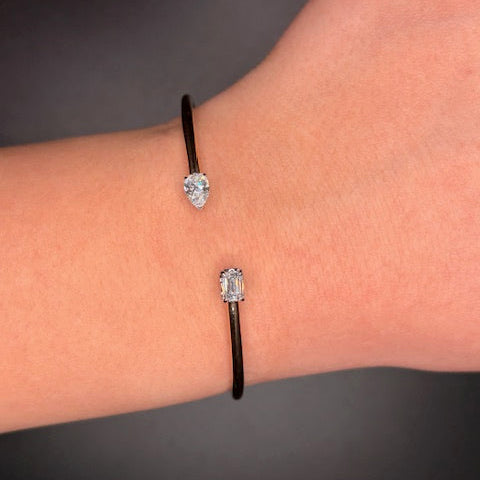 18K Rose Gold Emerald and Pear Lab Grown Diamond Cuff