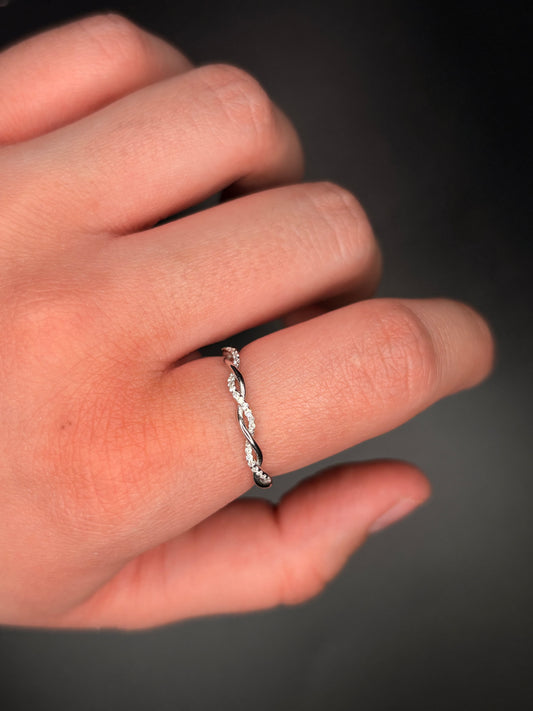 Sterling Silver Cz Rope Ring