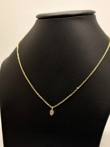 Gold Filled Marquise Cz Solitaire Necklace