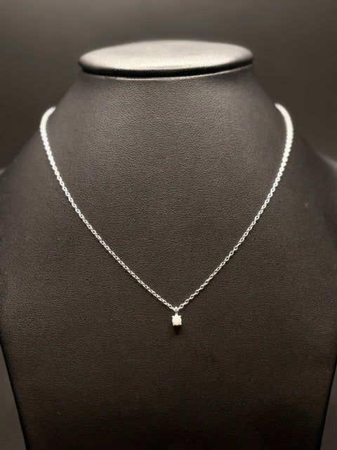 Sterling Silver Mini White Opal Necklace