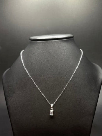 Sterling Silver Emerald Solitaire Necklace