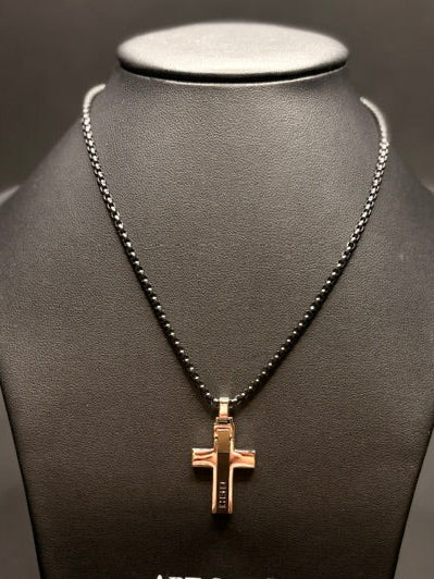 Stainless Steel Black Chain with Cross Pendant