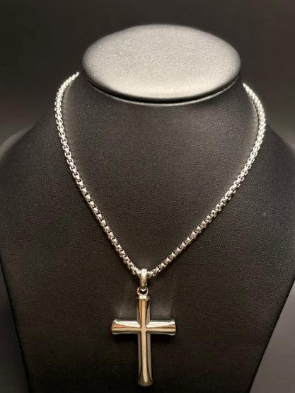 Stainless Steel Silver Cross Pendant Necklace
