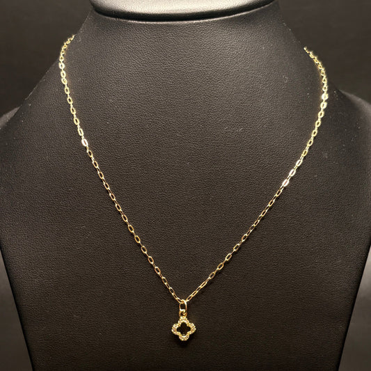 Gold Filled Cz Clover Necklace