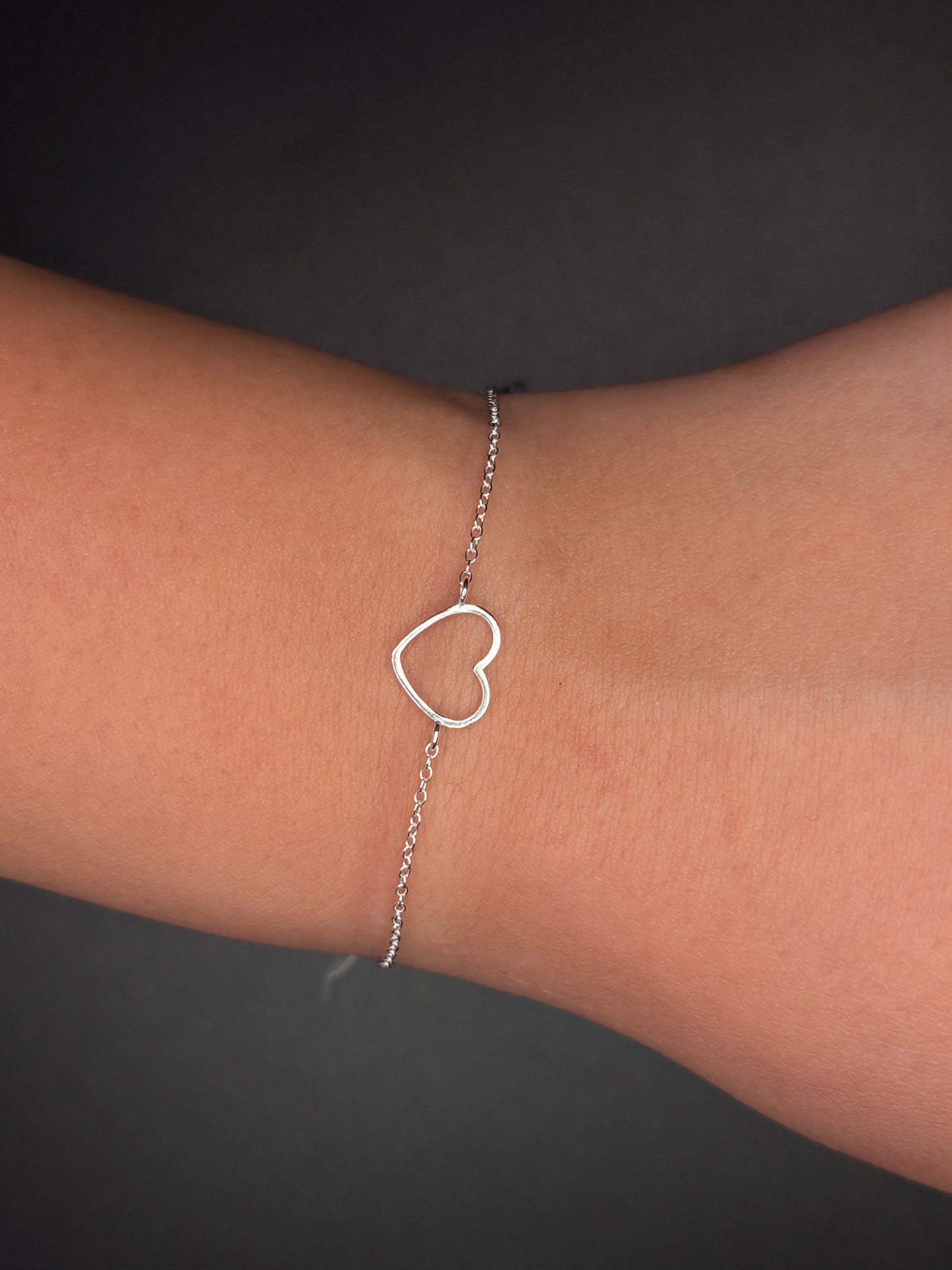 Sterling Silver Open Heart Bracelet